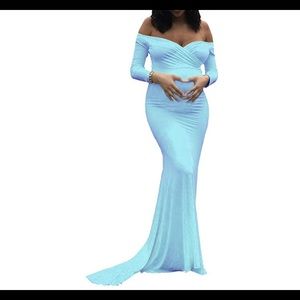 Powder blue maternity photo shoot gown